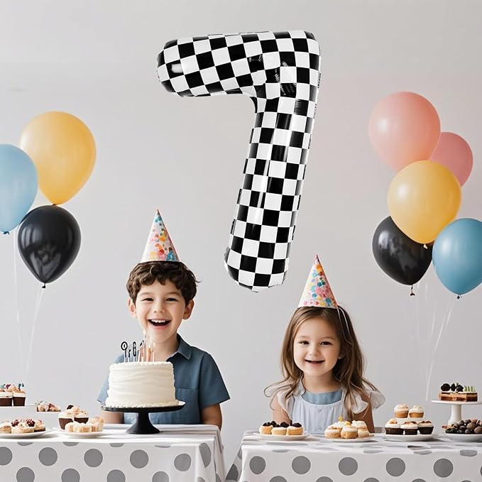 40 Inch Checkered Number Balloon - Image 5