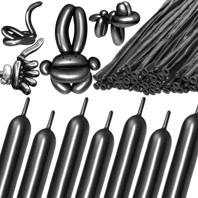 260 Metallic Black Long Balloons by Kawkalsh