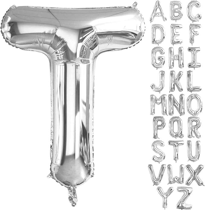 Lovoir 40 Inch Large Silver Letter T Balloons Big Size Jumbo Mylar Foil Helium by Lovoir