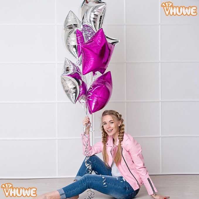 Hot Pink Star Balloons 18 Inch - Image 6