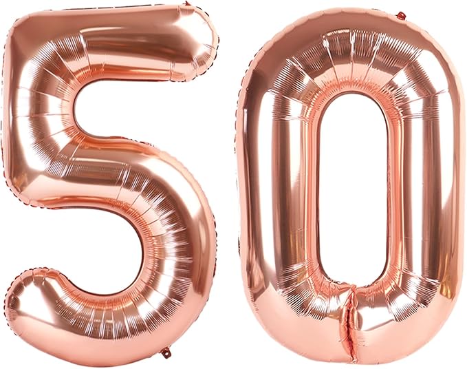 Number Balloons 50 Balloon 40 inch Rose Gold by Enyeopd