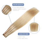 COOKAYU Invisible Tape in Hair, Gold Brown to Caramel Blonde 20pcs/pack 18Inch 40g Seamless Tape in Extensions Real Human Hair Injected Invisi Edge Extensions