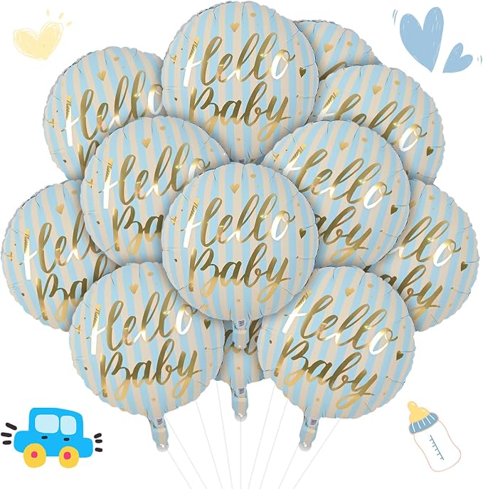 18" Hello Baby Foil Balloons for Welcome Baby Party Decorations, baby Blue - Image 8