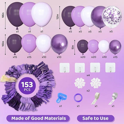 Amandir 153pcs Purple Balloon Garland Arch Kit Different Sizes | 18 12 10 5 - Image 2