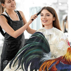 ALAZA Rooster in Vintage Style Barber Cape for Men Women, Waterproof Haircut Apron Beard Shaving Bib Hair Cutting Cloth 55 x 65 Inch