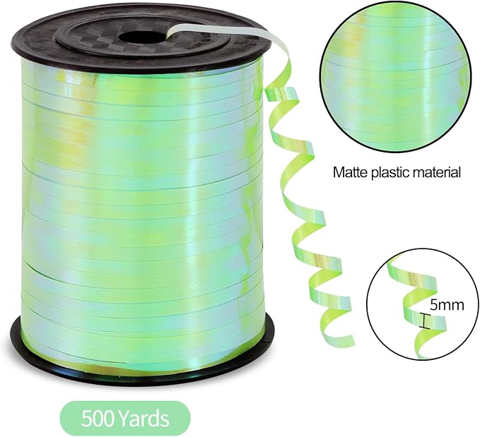 TONIFUL 500 Yards Iridescent Green Curling Ribbon Balloon String | Iridescent - Image 2