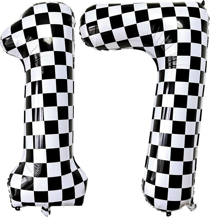 LHOAVWE Number 17 Checkered Balloons 40 Inch Giant Race Car Checkered 17 Number by LHOAVWE