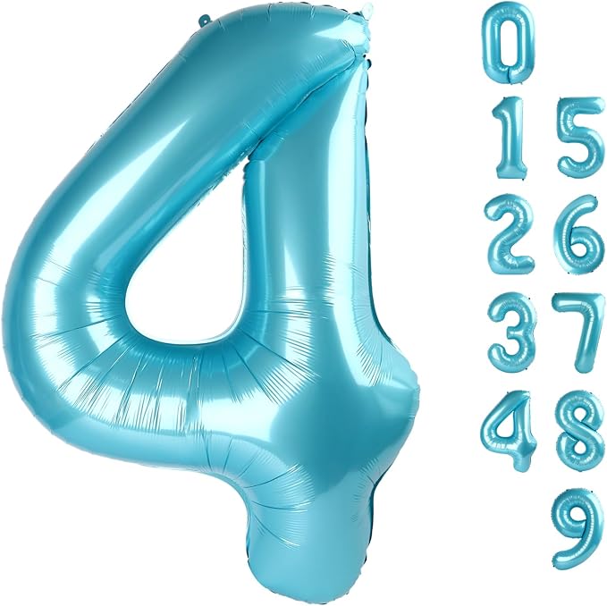 4 Balloon Number 40 Inch Pastel Blue Balloons by Mluchee