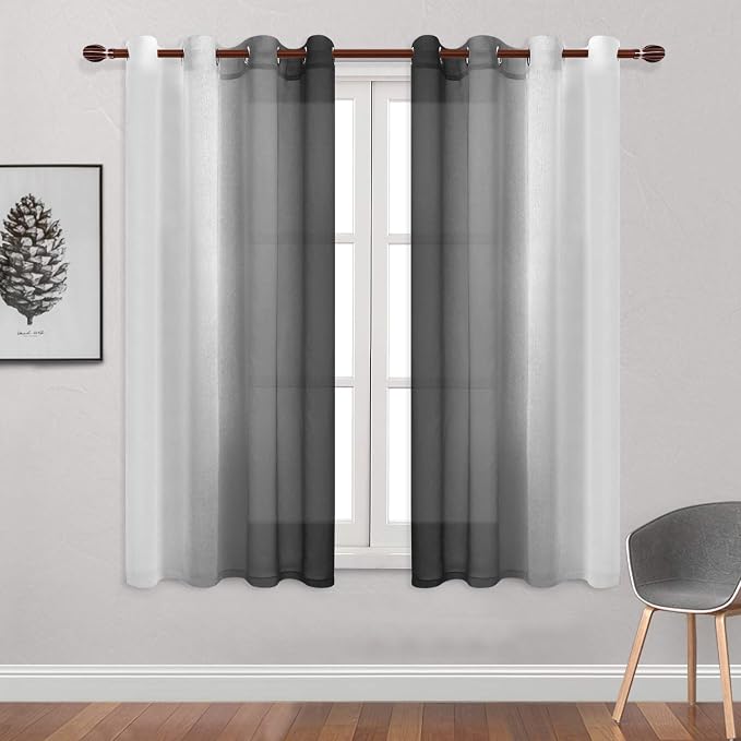 DWCN Black Ombre Sheer Curtains - Image 2