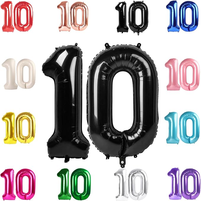 Black Number 10 Balloon 40 Inch by IWERP