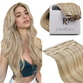 RUNATURE Clip in Hair Extensions Real Human Hair, Natural Hair Extensions Clip Ins, Remy Human Hair for Women Double Weft 20 Inch 50g 3pcs #16P22 Dark Ash Blonde Highlight Light Blonde
