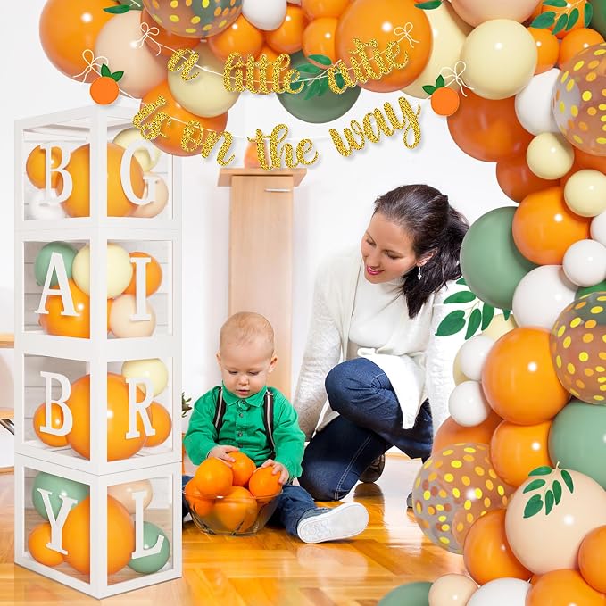 138pcs Little Cutie Baby Shower Orange Balloon Arch Kit Boxes Decoration | Baby - Image 6