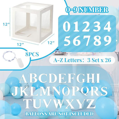 Sratte Balloon Box with Letters and Numbers Clear Blocks Boxes with LED Lights - Image 2