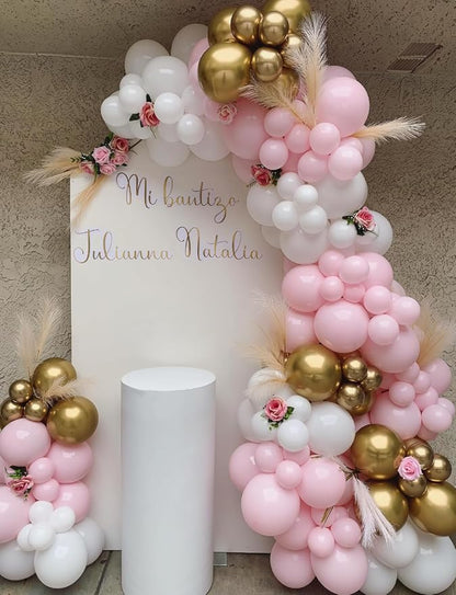 Pink and Gold Balloons Set, Confetti Balloons | 50Pcs 12 Inch Pink White Gold - Image 6