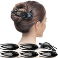 RC ROCHE 6 Pcs Flat Hair Clips Big Claw for Thick Hair French Duckbill Women No Slip Side Slide Curved Alligator Concord Strong Grip Hold Volume Lay Down Clamp, Small Black