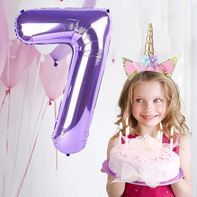 Purple Number Balloons, 40 Inch Purple Balloon 7.7 Helium Balloon 7th Birthday - Image 4