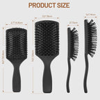 2 Pcs Black Paddle Detangler Brush - Wet & Dry Anti-Static Hair Brush for All Hair Types, Scalp Massage Brush for Women & Men