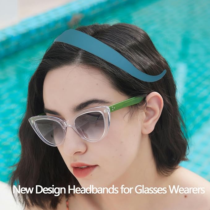 3 Pack Headbands Designed for Eyewear,Flex No Pressure Hairbands for Women Comfortable Plastic Headbands with Teeth Matte-Burgundy,Cyan Blue,Pinkish Purple