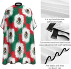 Large Long Salon Gown Cape, Haircut Cloth Apron Cape Cool Mexican Flag Haircut Cloth Wrap Protector for Home Stylists