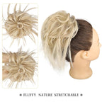 HMD Tousled Updo Messy Bun Hairpiece Hair Extension Ponytail with Elastic Rubber Band Updo Ponytail Hairpiece Synthetic Hair Extensions Scrunchies Ponytail Hairpieces for Women