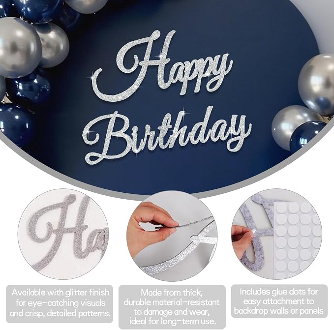 TONIFUL Happy Birthday Sign for Backdrop - Image 3