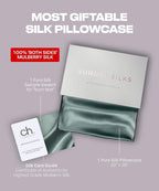SUNDAYSILKS™ Premium Silk Pillow Cases | 100% Mulberry Silk Pillowcase with Zipper, All Sides Real 22 Momme Grade 6A Silk, Standard Queen, King Size [Mineral Blue]