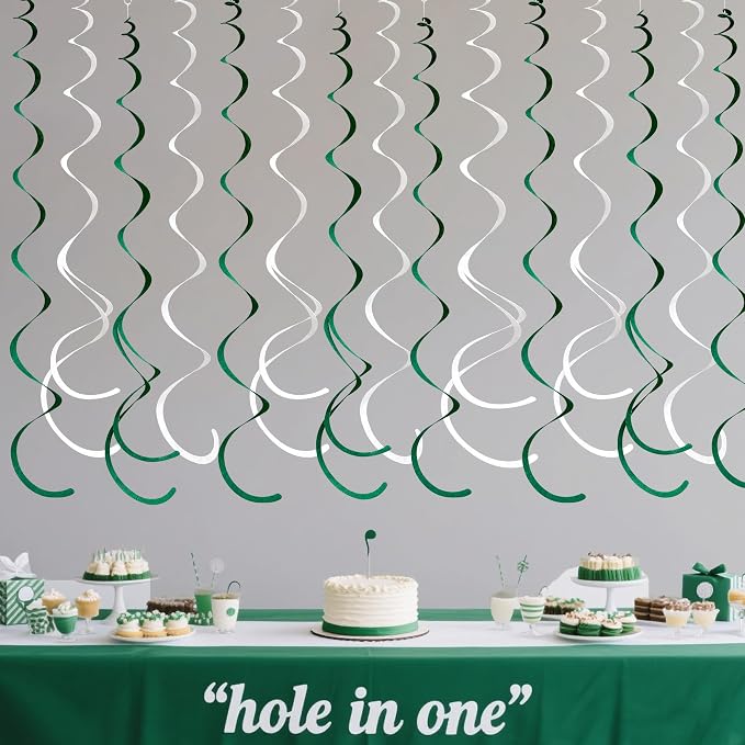36 Pcs Green White Hanging Swirl Decorations Felt Swirl Streamer Spiral Ceiling - Image 4