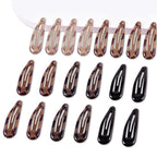 20 PCS Metal Snap Hair Clips Water Drop No Slip Barrettes for Women Bright Small Hair Clips For Thick And Thin Fine Hair,Black Tortoiseshell,1.97 x 0.5 In.
