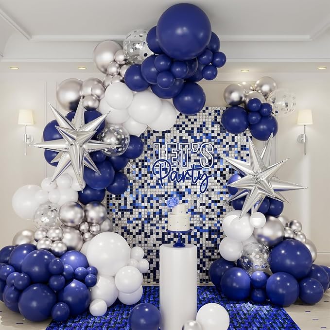 Navy Blue and Silver Balloon Garland Arch Kit by CboDecoBalloonArchKit