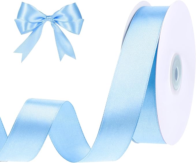 woric Blue Satin Ribbon 1 Inch 50 Yards Light Baby Blue Ribbon | Baby Shower by woric