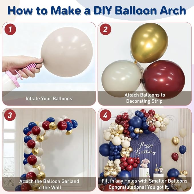 Red White and Blue Balloon Garland Arch Kit - Image 3
