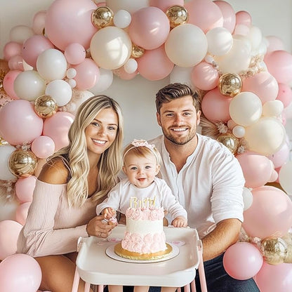 Pink Beige White Balloons Arch Kit, Sand White, Different Size | Latex Balloons - Image 6