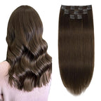 XDhair Clip in Hair Extensions 100G 6 pcs Medium Brown Clip in Hair Extensions Real Human Hair for Women Double Weft #4 14 Inch