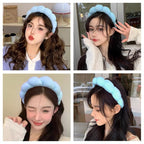 Spa Headbands for Washing Face or Makeup, Sponge Bubble Skincare Headbands, Puffy Terry Cloth Hairband for Women, Skin Care Makeup Headwear Hair Accessories for Girls(Blue)