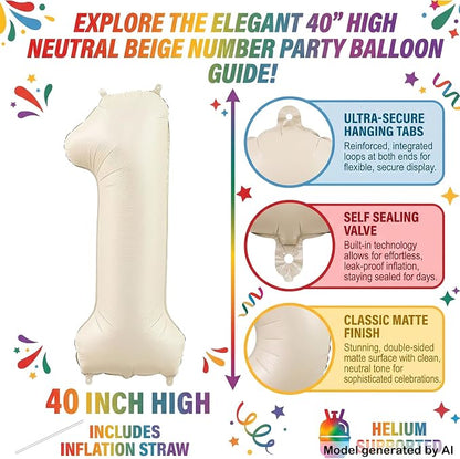 40" Beige Foil Number 11 Balloon - Image 2