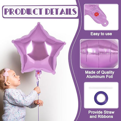 20 Pcs Star Balloons, 18 Inch Purple Star Foil Balloons, Stars Shaped Balloon - Image 5