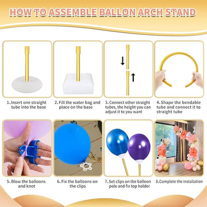 Bazen Half Arch Backdrop Stand for Party Adjustable Height Gold 8.2FT& 6FT | - Image 7