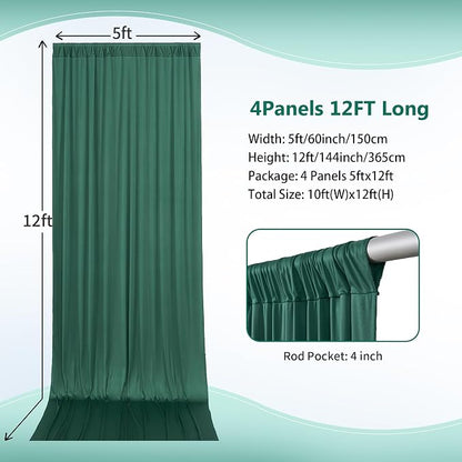 20×12ft Wrinkle Free Hunter Green Backdrop Curtain - Image 4