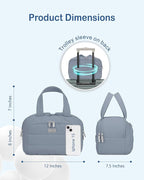 TOPDesign Travel Toiletry Bag for Women, Puffer Large Toiletry Bag, Lightweight Cosmetic Makeup Organizer with Handle for Traveling, Accessories, Essentials, Toiletries (Blue Grey)