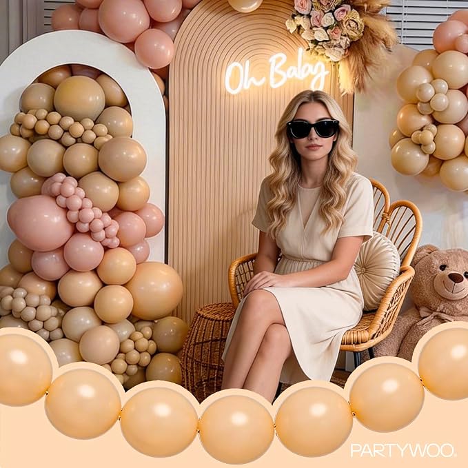 PartyWoo Nude Linking Balloons 100pcs 6 Inch Beige Tan Link Balloons | - Image 2