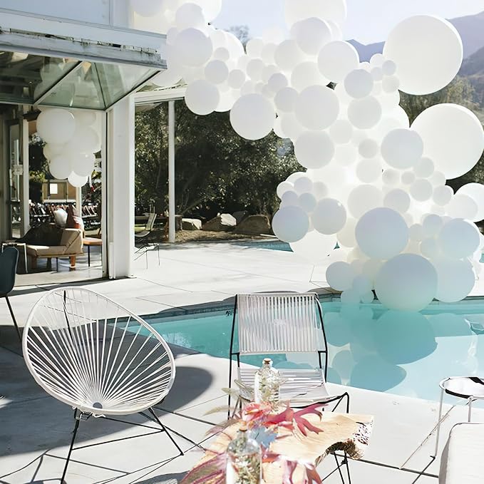 PartyWoo White Balloons 100pcs Matte Balloons White Latex Helium 5 Inch | - Image 9