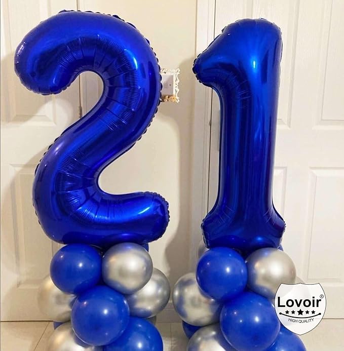 Navy Blue 20 Number Balloons, 40 Inch Giant Number 20 Balloons Foil Mylar - Image 5