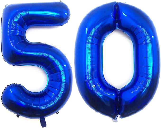 40 Inch Navy Blue 50 Number Balloons Giant Jumbo Huge 50 Foil Mylar Helium by LHOAVWE