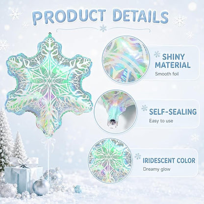 Iridescent Snowflake Balloons, New Year, Birthday and Baby Shower Decorations - Image 3