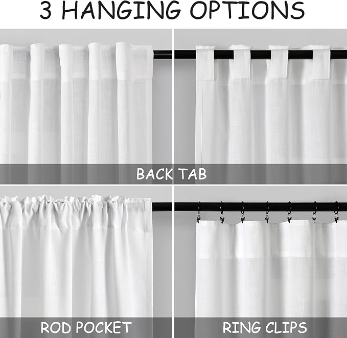Extra Wide Linen Curtains for Living Room 120 Inch Length for Room Divider - Image 4