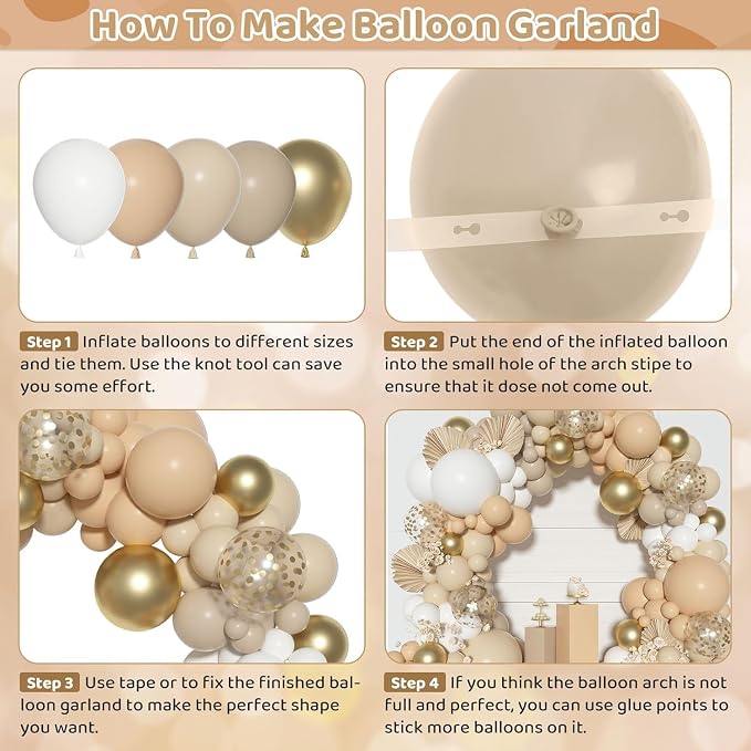 Ouddy Party White Sand Gold Balloon Arch Garland Kit 18 12 10 5 Inch | - Image 3