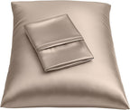 BLISSFORD Satin Pillowcase with Zipper, for Hair and Skin Care, Feels Soft and Cool Like a Silk Pillowcase, Satin Pillow Cases 2 Pack, Slik Pillow Cover, Pewter, Queen Size - Set of 2