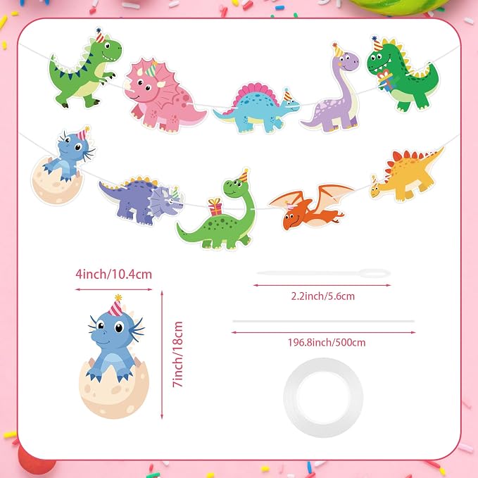 Dinosaur Party Banner Cute Dinosaur Birthday Banner Happy Birthday Banner - Image 3