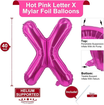 Lovoir 40 Inch Large Hot Pink Letter X Balloons Big Size Jumbo Mylar Foil - Image 2