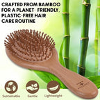 Bamboo Brush for Hair Growth — Natural Bristle Brush for Detangling, Reduces Breakage, Massaging Scalp Thick/Thin/Curly/Dry/Wet Hair — Wooden Paddle brush w/Ergonomic Handle Ideal for Women & Men